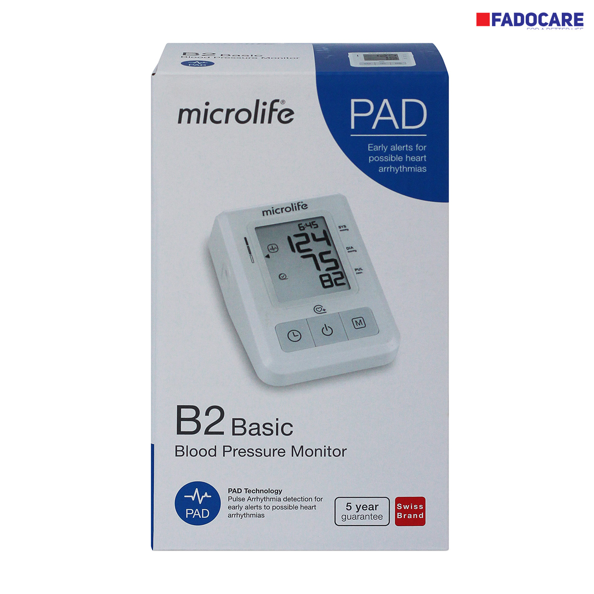 Máy đo huyết áp Microlife B2 Basic hộp mặt trước