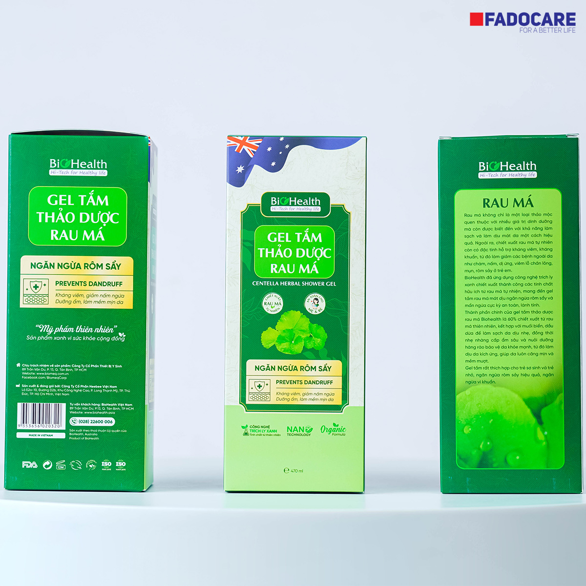 Gel tắm rau má BioHealth – Làm dịu da, giảm mụn lưng