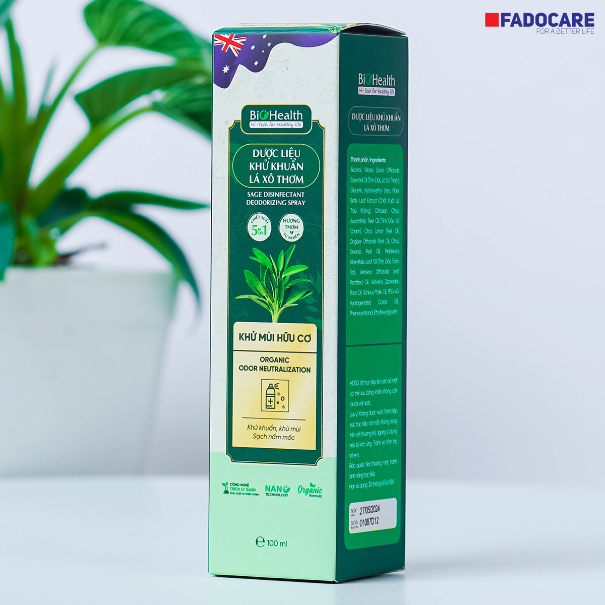 Xịt khử khuẩn BioHealth – Lá xô thơm diệt khuẩn, khử mùi tự nhiên